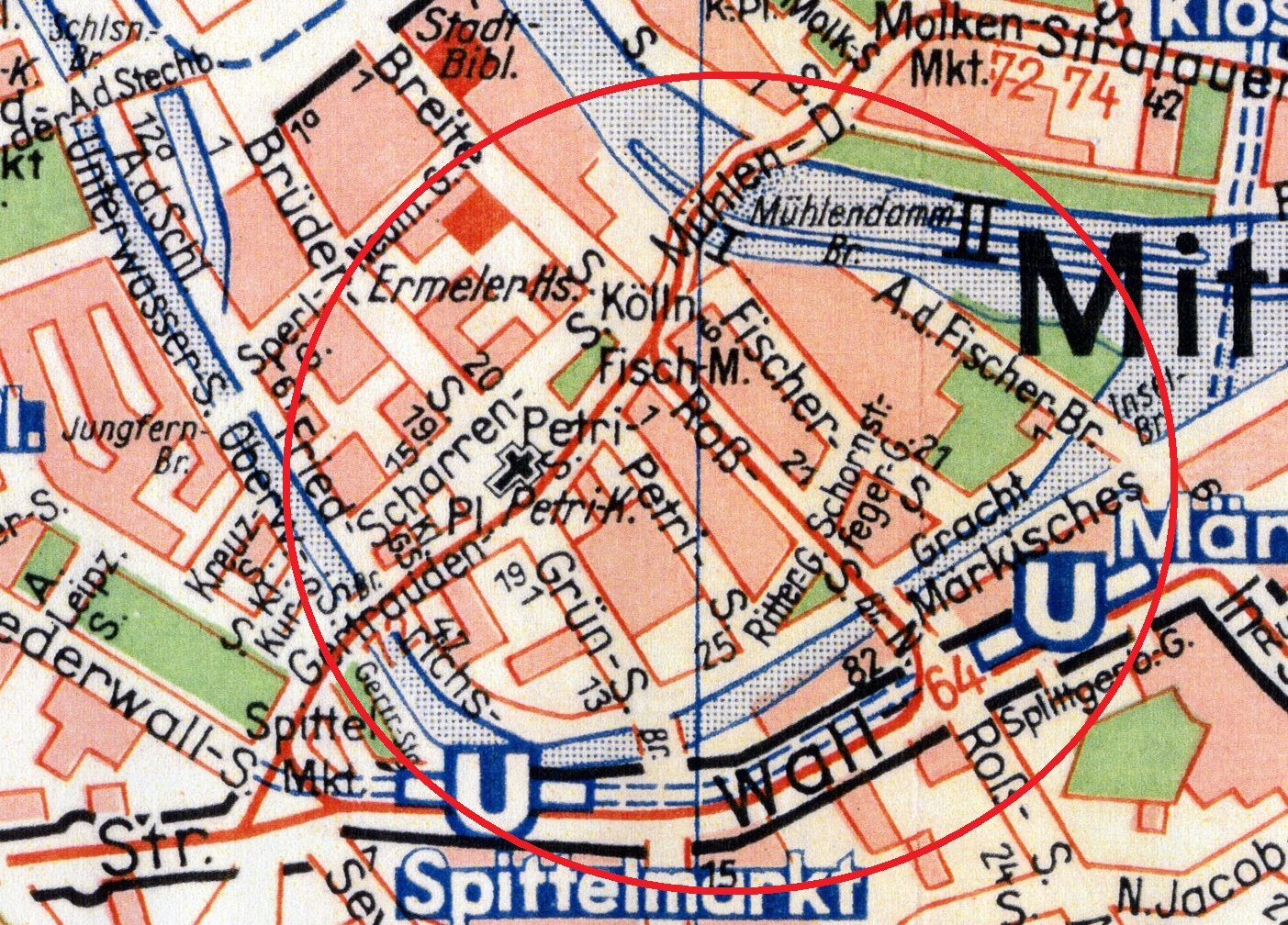 Stadtplanausschnitt von 1960
